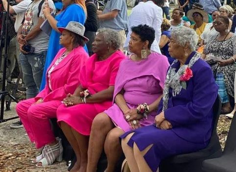 The McDonogh Three: Gail Etienne, Leona Tate, Tessie Prevost and her mother Dorothy Prevost at the TEP Center ribbon cutting ceremony on May 4.