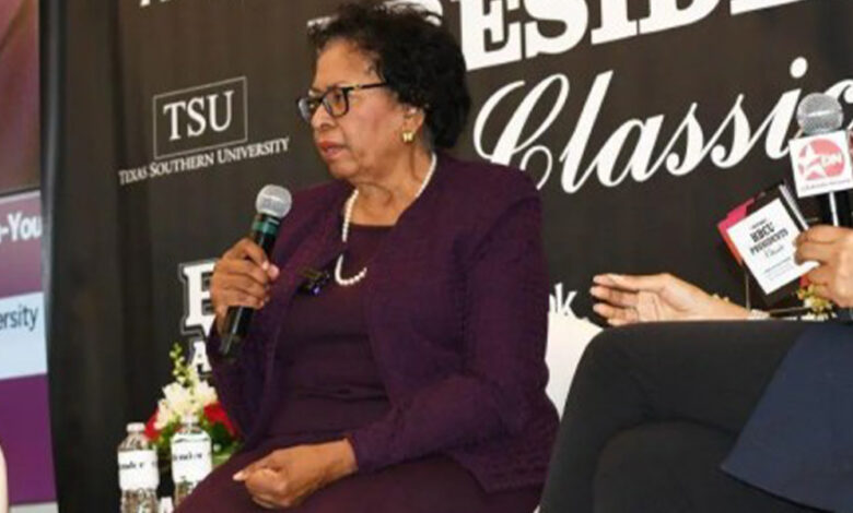 Dr. Ruth Simmons addressing attendees of the Defender’s inaugural HBCU Presidents Classis Aug 25, 2022. Photograph courtesy of Aswad Walker/Houston Defender.