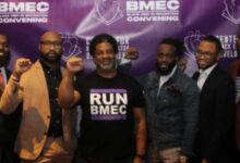 Sharif El-Mekki, center, led the annual Black Men Educators Convening in Philadelphia (Photo by Anaz X)