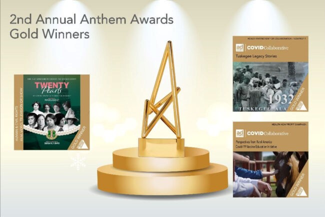 Coffee Bluff Pictures wins multiple Gold and Silver 2023 Anthem Awards. Photo: Anthem Awards.