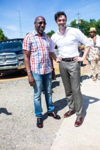 Senators Jon Ossoff and Reverend Raphael Warnock appear at the Juneteenth 2022 Parade in Downtown East Point on Saturday, June 18, 2022. (Photo Courtesy: Itoro N. Umontuen/The Atlanta Voice)