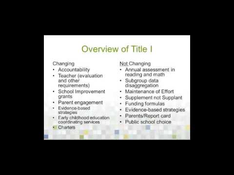 Transitioning to the New Title I “Every Student Succeeds Act” (ESSA)