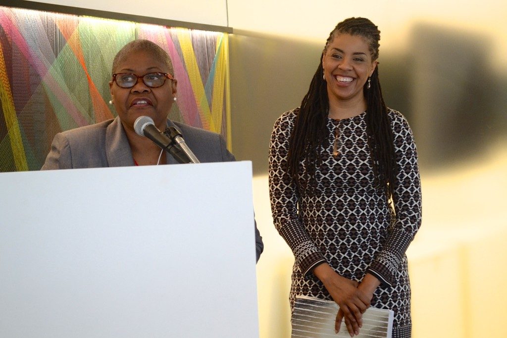 Black Women's Roundtable convener, Melanie Campbell (left) and member, Avis Jones-DeWeever. (Jazelle Hunt/NNPA News Service)
