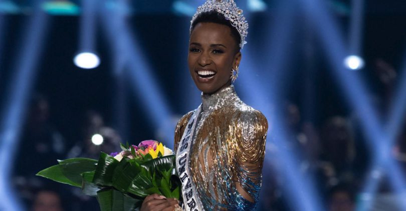 Zozibini Tunzi, Miss South Africa 2019 is crowned Miss Universe at the conclusion of The MISS UNIVERSE® Competition on FOX at 7:00 PM ET on Sunday, December 8, 2019 live from Tyler Perry Studios in Atlanta. The new winner will move to New York City where she will live during her reign and become a spokesperson for various causes alongside The Miss Universe Organization. HO/The Miss Universe Organization (Wikimedia Commons)