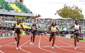 Thompson-Herah wins 100, Richardson last in return at Prefontaine Classic