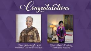 Congratulating Soror Johnnetta Betsch Cole and 16th National President Thelma T. Daley