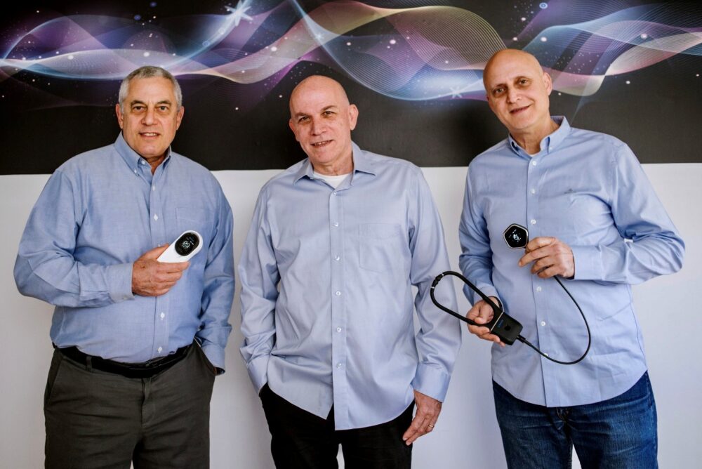 Sanolla’s management team, from left: VP business development Jacob Bridger, co-founder-CEO Dr. Doron Adler, co-founder-COO David Linhard. (Moran Maayan)