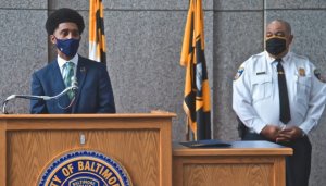 Baltimore Mayor Brandon Scott and Police Commissioner Michael Harrison announce SMART policing initiative