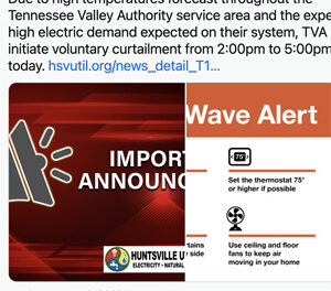 Alabama utility asks customers to cut back due to excessive heat