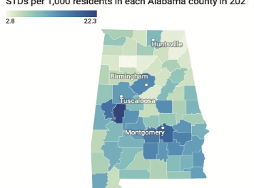 STDs surge in Alabama following pandemic dip; these counties saw the highest STD rates in 2021