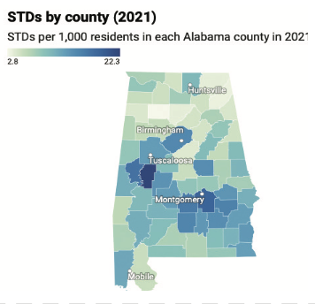 STDs surge in Alabama following pandemic dip; these counties saw the highest STD rates in 2021