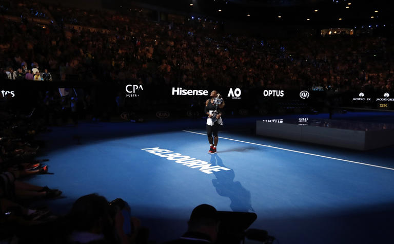 FILE - United States' Serena Williams holds the trophy after winning over her sister Venus in the women's singles final at the Australian Open tennis championships, Saturday, Jan. 28, 2017, in Melbourne, Australia. Now that Williams, 40, has indicated she plans to hang up her tennis racket for good following the U.S. Open, sports analysts will take stock of her reign as one of the greatest athletes of all time. (AP Photo/Dita Alangkara, File)