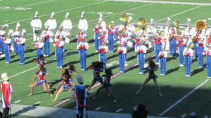 Poly-Western Marching Flock perform at the Peach Bowl in Atlanta