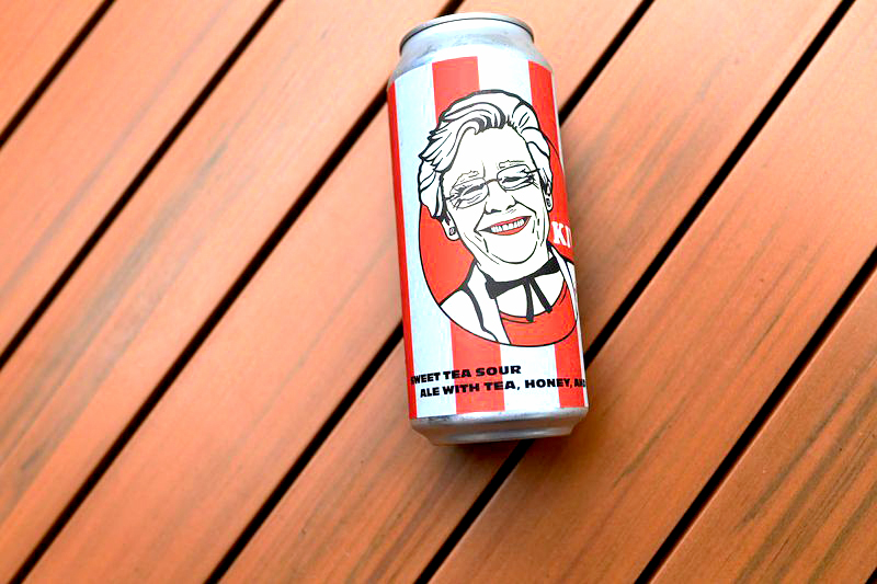 New sweet tea-inspired Alabama beer sold in cans depicting Kay Ivey as KFC’s Colonel Sanders