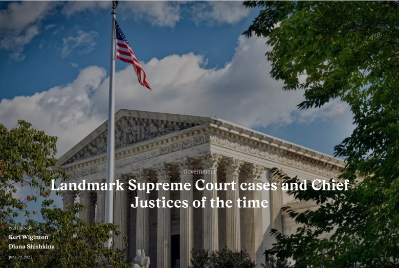 Landmark Supreme Court cases and Chief Justices of the time