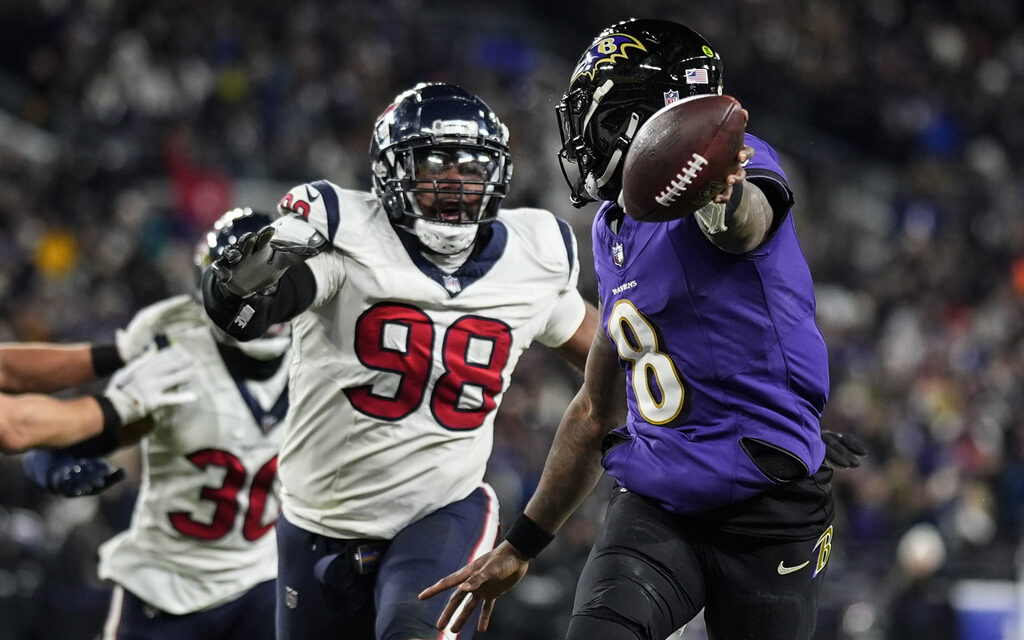 Lamar Jackson and Ravens pull away in the second half to beat Texans 34-10 and reach AFC title game