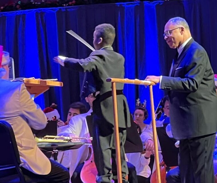 Nine-year old conductor, Carter Roberson, leads Baltimore Symphony Orchestra during 2023 Holiday Spectacular