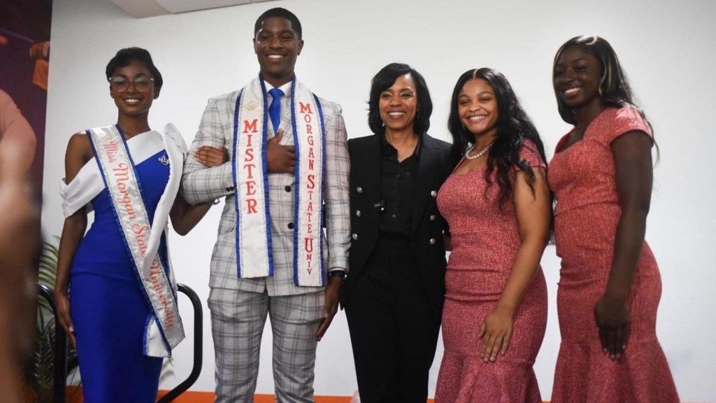 U.S. Senate candidate Angela Alsobrooks speaks to power of the vote at Morgan State