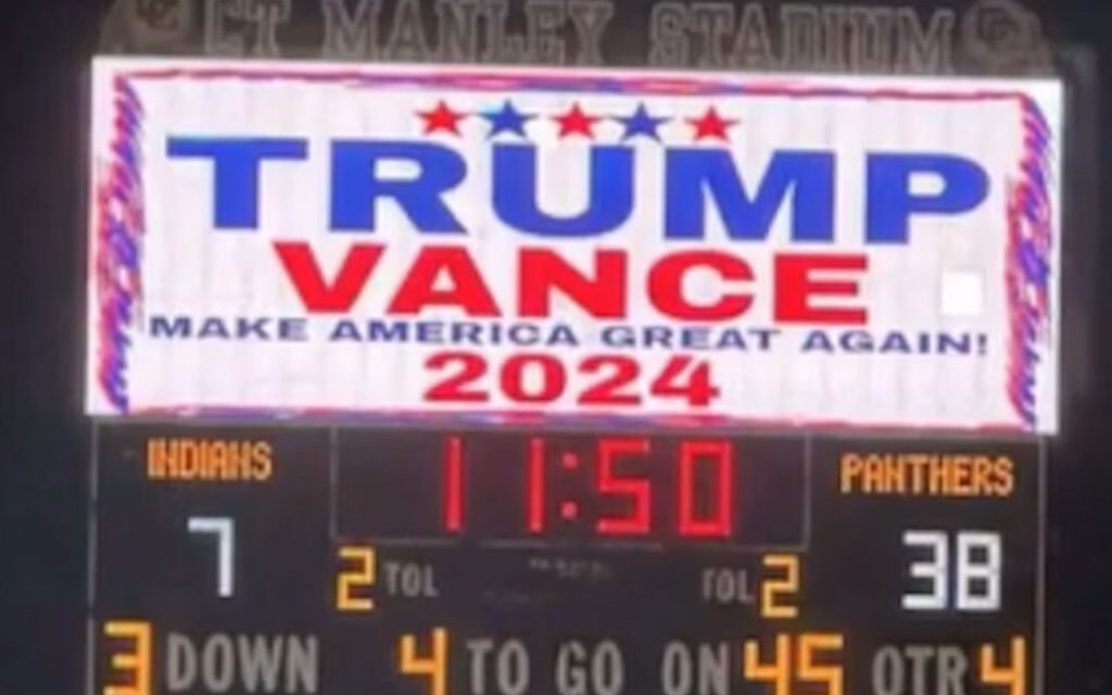 Alabama school district cracks down on ‘shenanigans’ after Trump Vance sign flashes on scoreboard