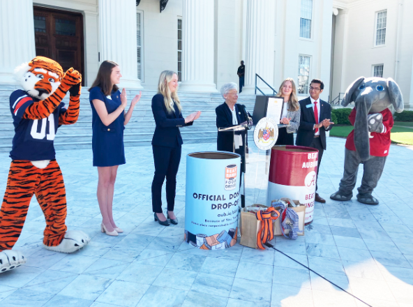 Beat Auburn, Beat Bama food drives kick off with Gov. Kay Ivey at Alabama Capitol