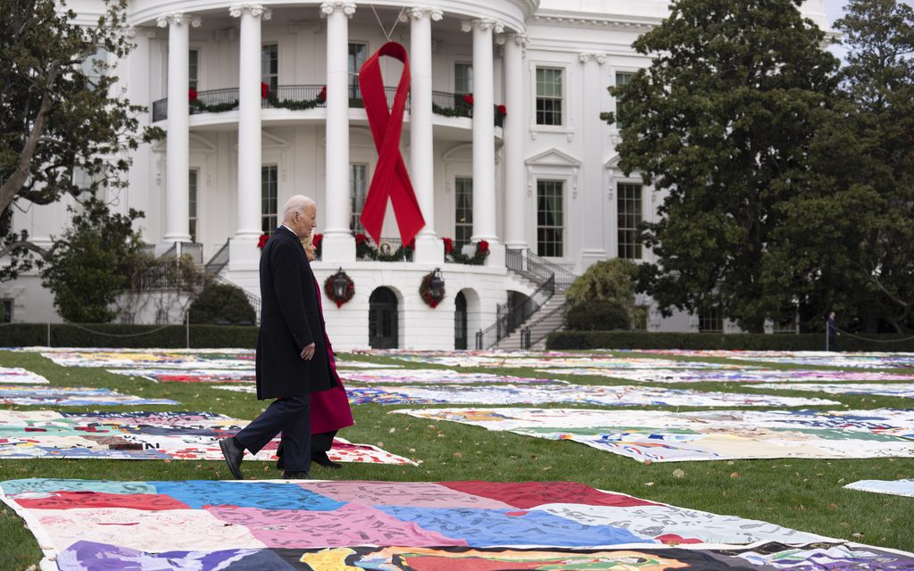 Biden has AIDS Memorial Quilt at White House to observe World AIDS Day