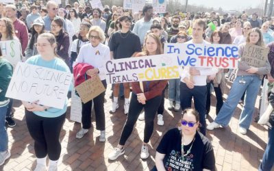 ‘Everyone loses’: 300 patients, researchers, students rally in Birmingham to protest Trump spending cuts