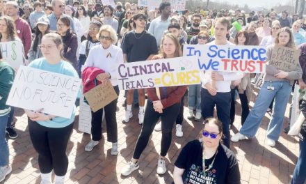 ‘Everyone loses’: 300 patients, researchers, students rally in Birmingham to protest Trump spending cuts