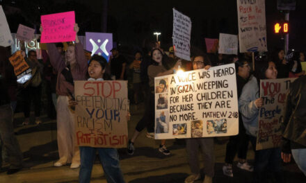 Protesters Demonstrate Against Turning Point USA Make Heaven Crowded Event in Riverside
