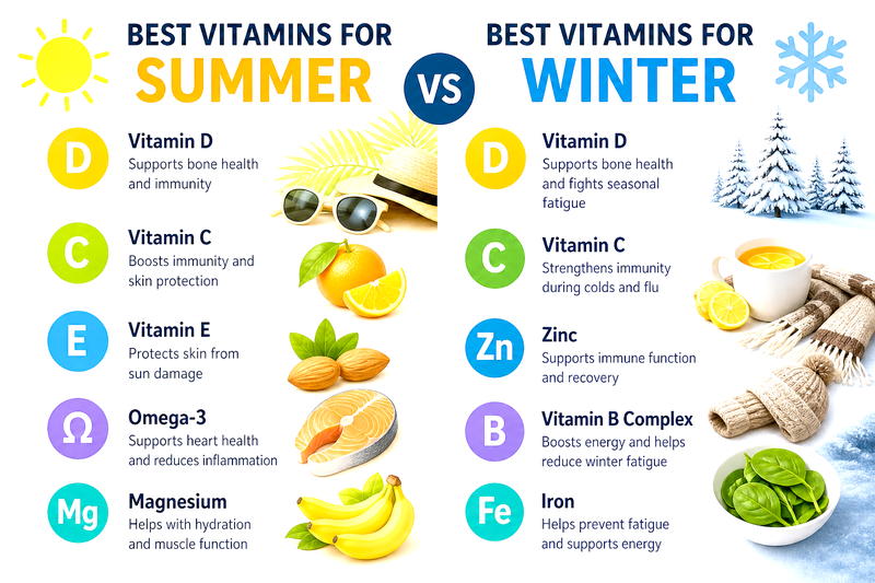 Best Vitamins for Summer vs. Winter: Seasonal Guide to Staying Healthy Year-Round